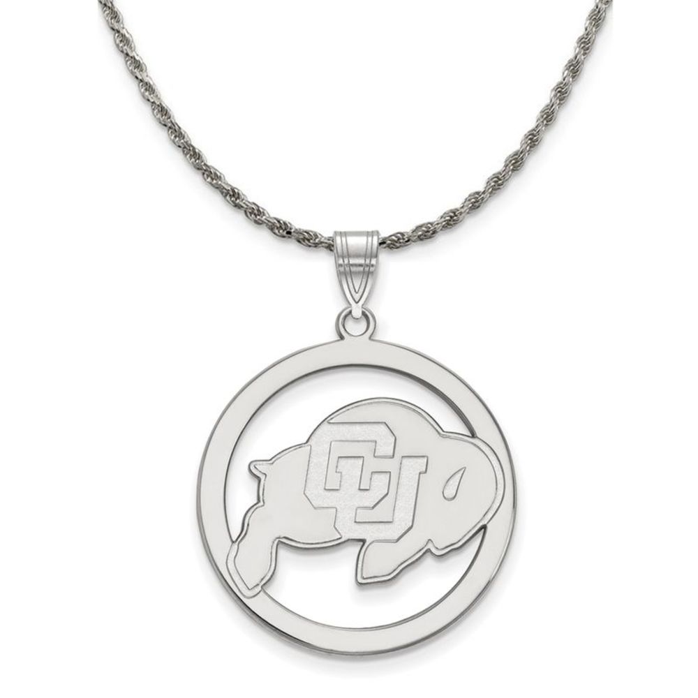 Sterling Silver U. of Colorado Large Circle Pendant Necklace - 22 In